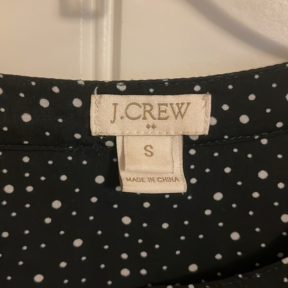 J Crew | Long Sleeve Blouse Black White Polka Dot 1/4 Button down Women’s sz S - Picture 2 of 9